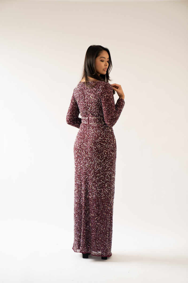 ELHM Ruby Embellished Long Sleeve Maxi Dress